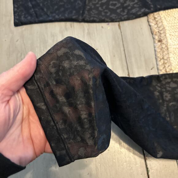 Fabletics Black High Waisted Leopard Mesh Leggings Sz XXL Sheer - Picture 5 of 10